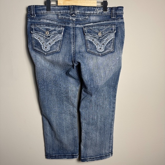 HYDRAULIC Vintage Denim Women's Distressed Cropped Blue Jeans Size Tag: 17/18 - Picture 5 of 16